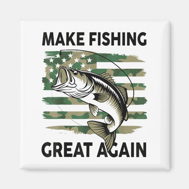 Imã Funny Make Fishing Great Again Camo B Fish America (Frente)