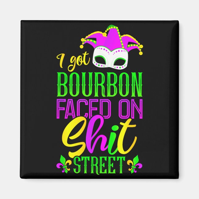 Imã Funny Mardi Gras Bourbon Street , New Orleans Drin (Frente)