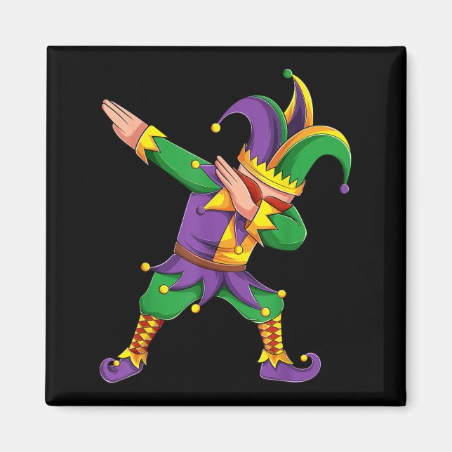Imã Funny Mardi Gras Outfit Dabbing Jester New Orleans (Frente)