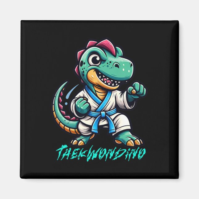 Imã Funny Martial Arts Karate Taekwondo Dino Animal Cu (Frente)
