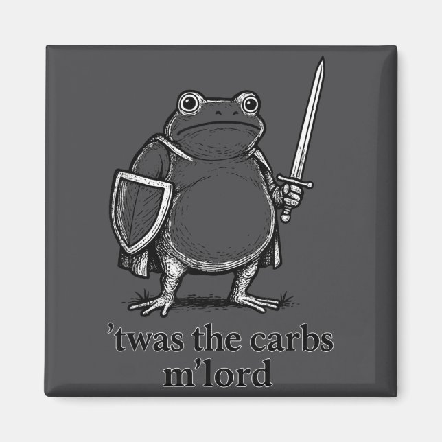 Imã Funny Medieval Frog Meme Carbs Knight M'lord Quote (Frente)