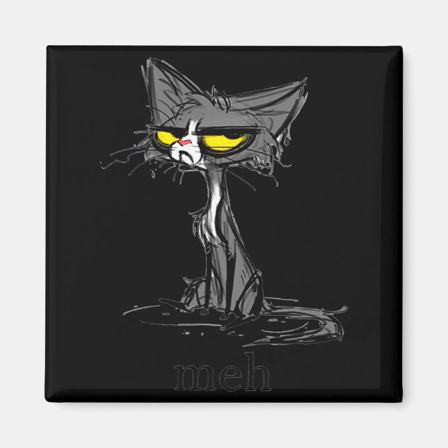 Imã Funny Meh Cat Gift For Cat Lovers  (Frente)
