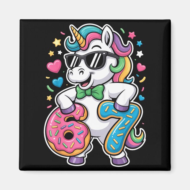 Imã Funny Meme Unicorn Girls Kids Six Seven 6-7 Brainr (Frente)