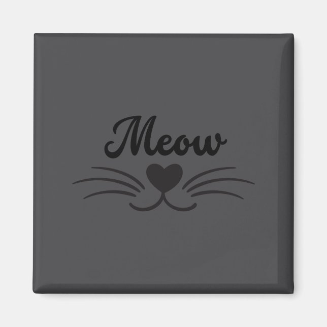 Imã Funny Meow Kitty Cat Mustache And Whisker  (Frente)
