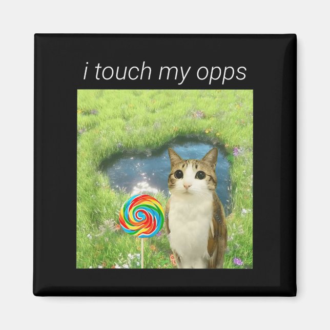 Imã Funny Meowl Meme, Cat Owl Meme Brainrot Gen Alpha  (Frente)