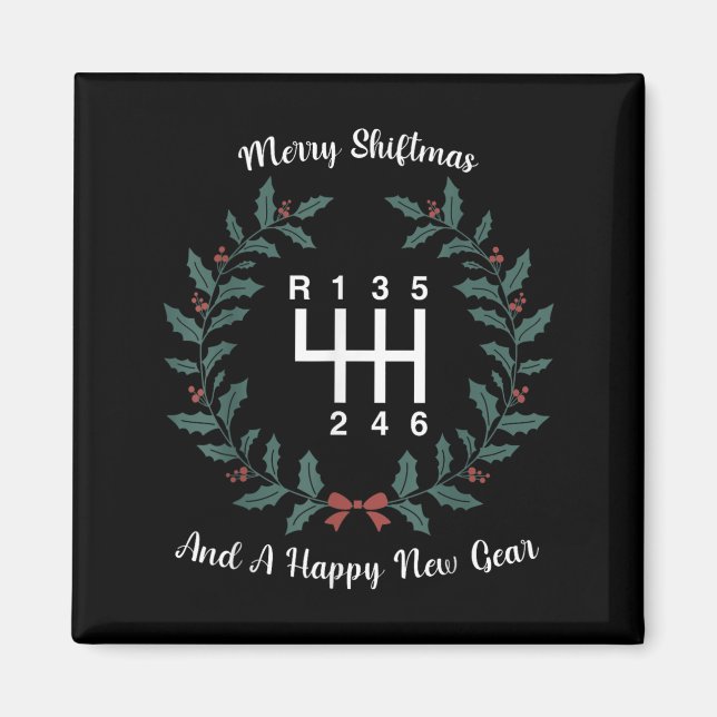 Imã Funny Merry Shiftmas And A Happy New Quote Mechani (Frente)