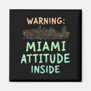 Imã Funny Miami Florida Night Skyline Vintage