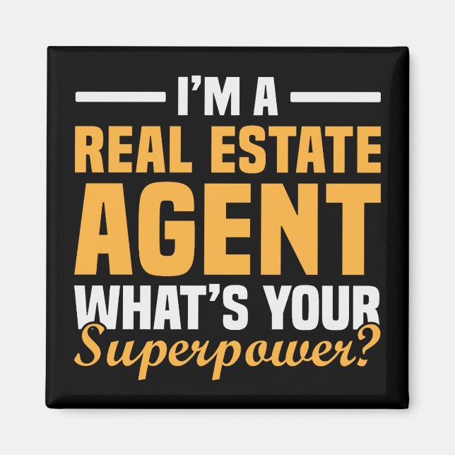 Imã Funny Minimalist Real Estate Agent Superpower (Frente)