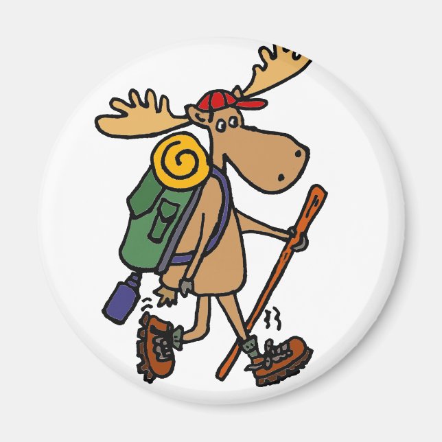 Imã Funny Moose Hiker (Frente)