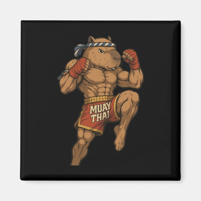 Imã Funny Muay Thai Capybara Thai Boxando Artes Marcia (Frente)