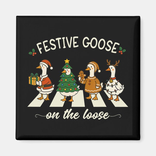Imã Funny Natal Meme do Ganso Bobo Ganso Festivo Em  (Frente)