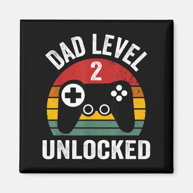 Imã Funny New Dad Shirt Dad Level 2 Unlocked For 2 Kid (Frente)