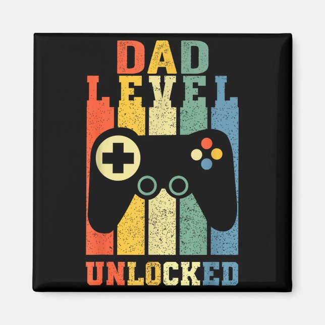 Imã Funny New Dad Shirt Dad Level Unlocked Day Tee Shi (Frente)