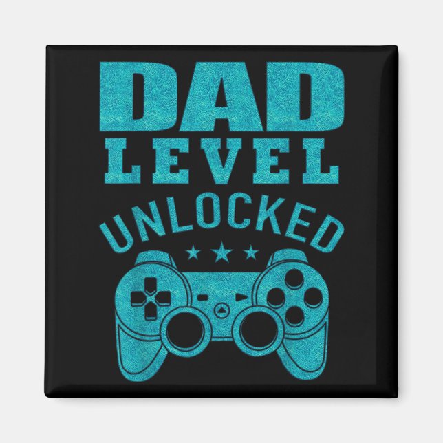 Imã Funny New Dad Shirt Dad Level Unlocked Day Tee Shi (Frente)