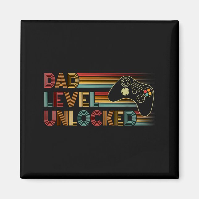 Imã Funny New Dad Shirt Dad Level Unlocked Gaming Game (Frente)