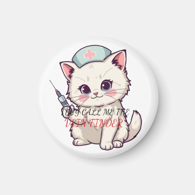 Imã Funny Nurse Cat The Vein Finder Personalized (Frente)