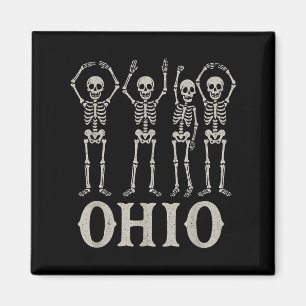 Imã Funny O-h-i State Skeleton Ohio Halloween Vintag