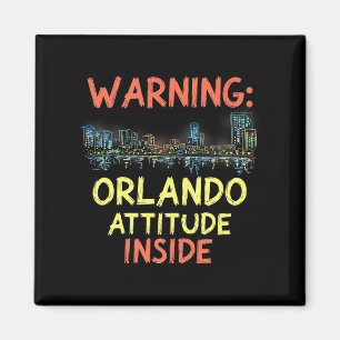 Imã Funny Orlando Florida Night Skyline Vintage Premiu
