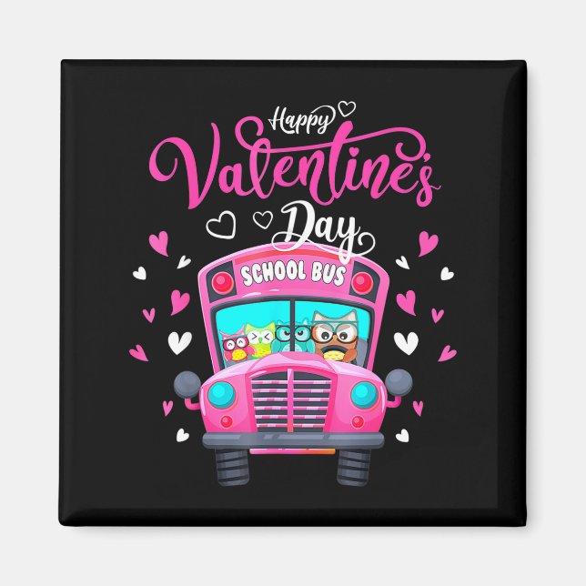 Imã Funny Owls School Bus Driver Happy Valentines Day  (Frente)