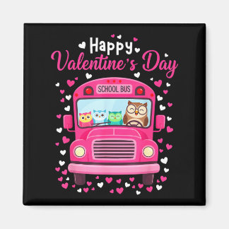 Imã Funny owls school bus driver happy valentines day