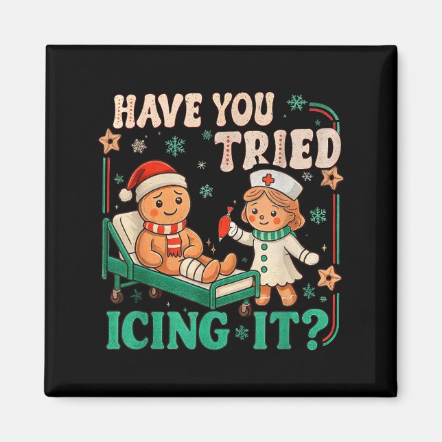 Imã Funny Pain Scale Have You Tried Icing It Gingerbre (Frente)