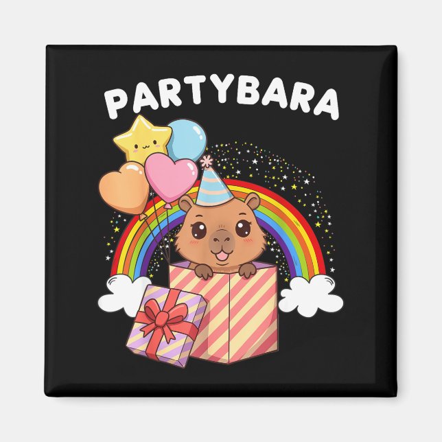 Imã Funny Partybara Capybara Happy Birthday Kids Boys  (Frente)