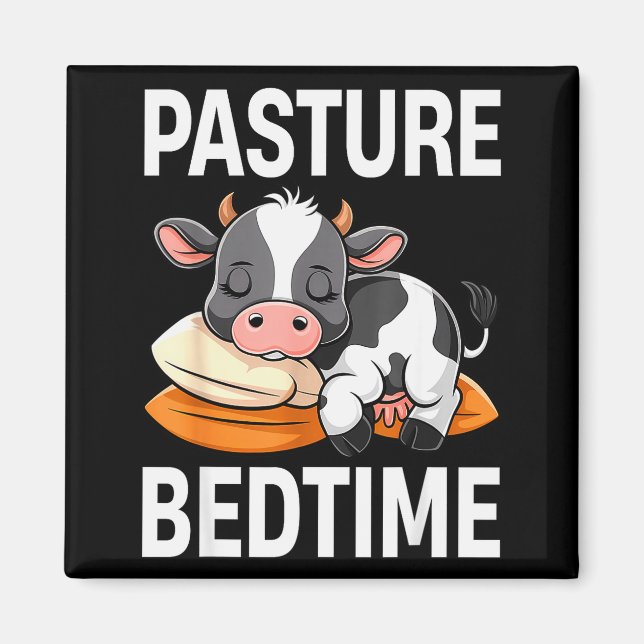 Imã Funny Pasture Bedtime Cute Cow Pajamas Pj Sleep  (Frente)