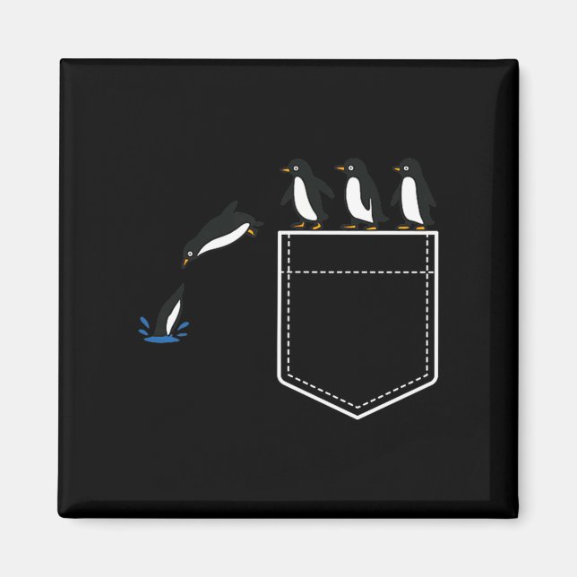Imã Funny Penguin Cket Cute Diving Penguin Animal Love (Frente)