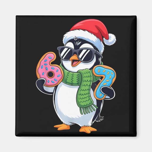 Imã Funny Penguin Six Seven 67 Ice Cream Christmas Boy (Frente)