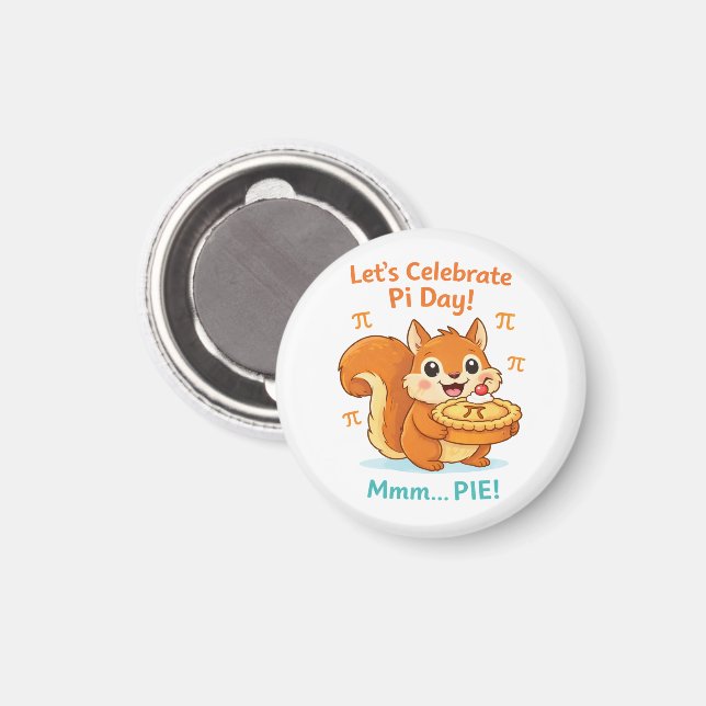 Imã Funny Pi Day Animal with Pie – Math Lover Gift (Front/Back)