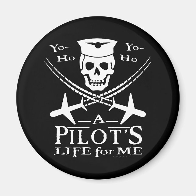 Imã Funny Pilot Skull Cross Airplanes Pirata Humor (Frente)