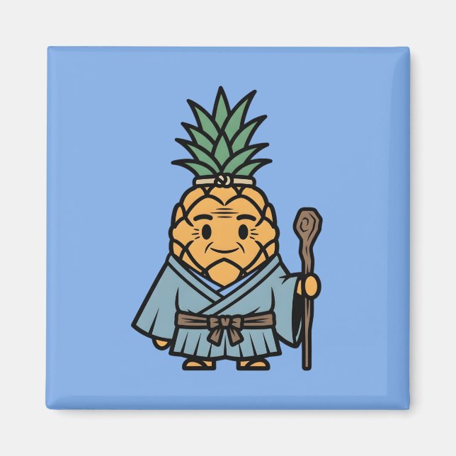 Imã Funny Pineapple Sensei Master Samurai Illustration (Frente)