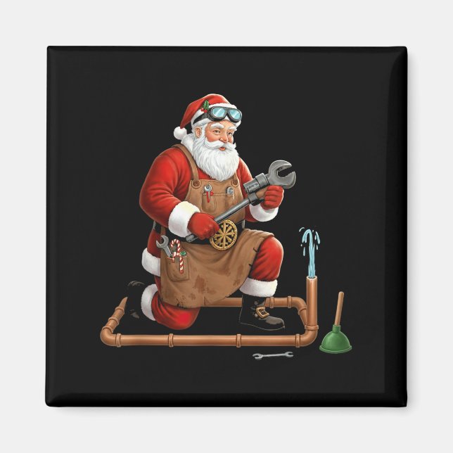 Imã Funny Plumber Santa Christmas Graphic  (Frente)