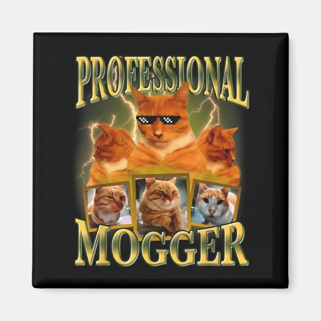 Imã Funny Professional Mogger Cat Meme Mewing Looksmax (Frente)