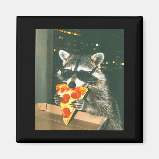 Imã Funny Raccoon Eating Zza Animal Meme Men Women Kid (Frente)