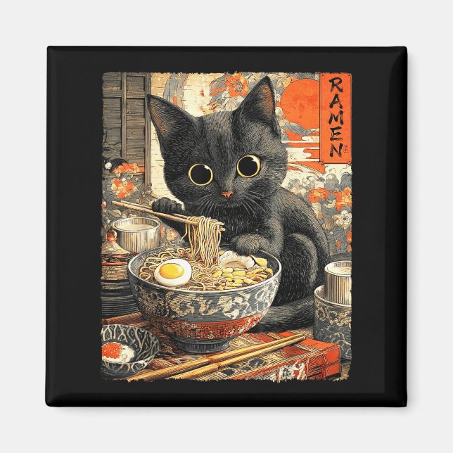Imã Funny Ramen Cat Noodle Lovers Anime Otaku  (Frente)