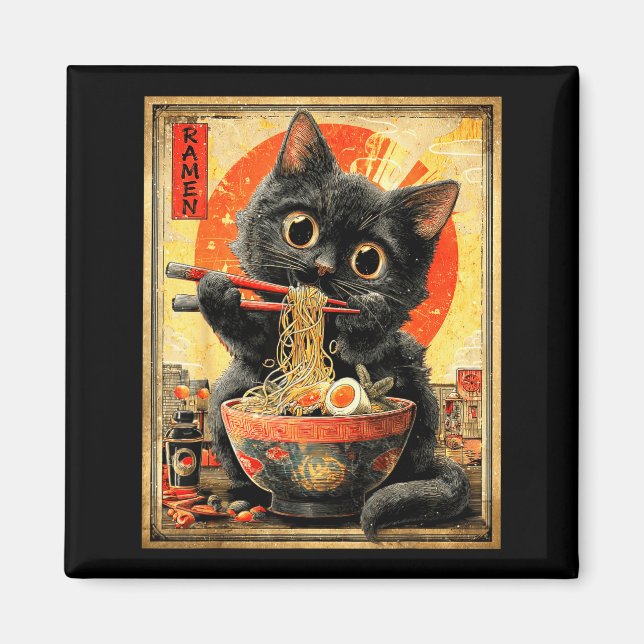 Imã Funny Ramen Cat Noodle Lovers Anime Otaku  (Frente)