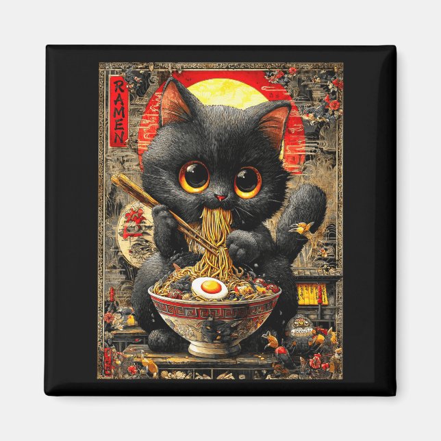 Imã Funny Ramen Cat Noodle Lovers Anime Otaku  (Frente)