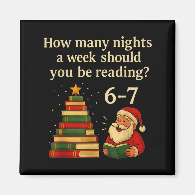 Imã Funny Reading Christmas Tree Book– Reading 6 7 Mem (Frente)