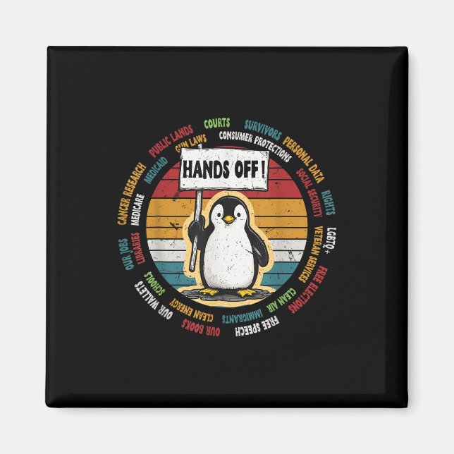 Imã Funny Resiste Pinguim Protesto Contra Tarifas (Frente)