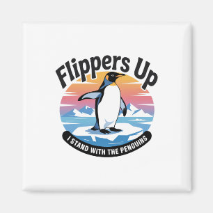Imã Funny Resiste Pinguins Protestando Contra Tarifas