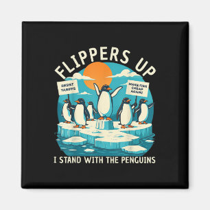 Imã Funny Resiste Pinguins Protestando Contra Tarifas
