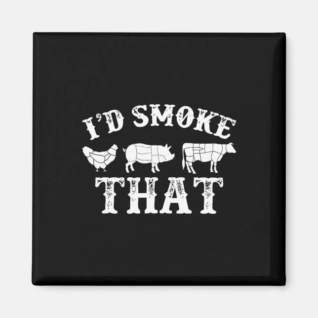 Imã Funny Retro Party Smoker Chef Pai Gift I d Smo (Frente)