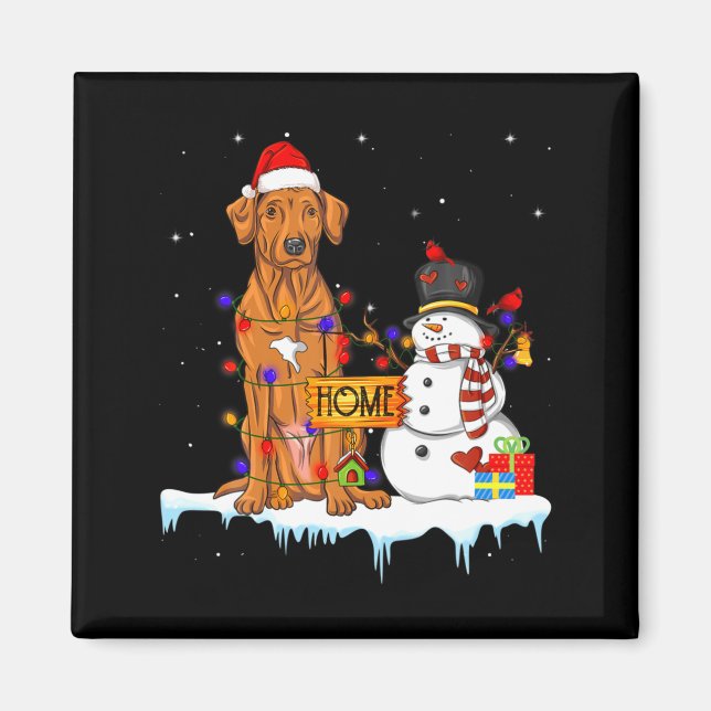 Imã Funny Rhodesian Ridgeback Dog Christmas Snowman Xm (Frente)