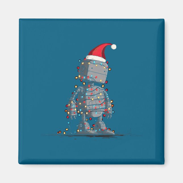 Imã Funny Robot Christmas Graphics Lights Lover Long S (Frente)