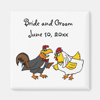 Imã Funny Rooster Groom e Hen Bride Wedding