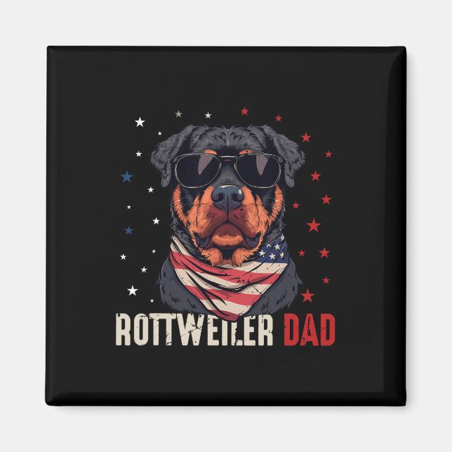 Imã Funny Rottweiler Pai Eua Estrelas 4 De Julho Pais (Frente)