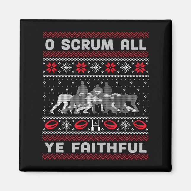 Imã Funny Rugby O Scrum All Ye Faithful Ugly Merry Chr (Frente)