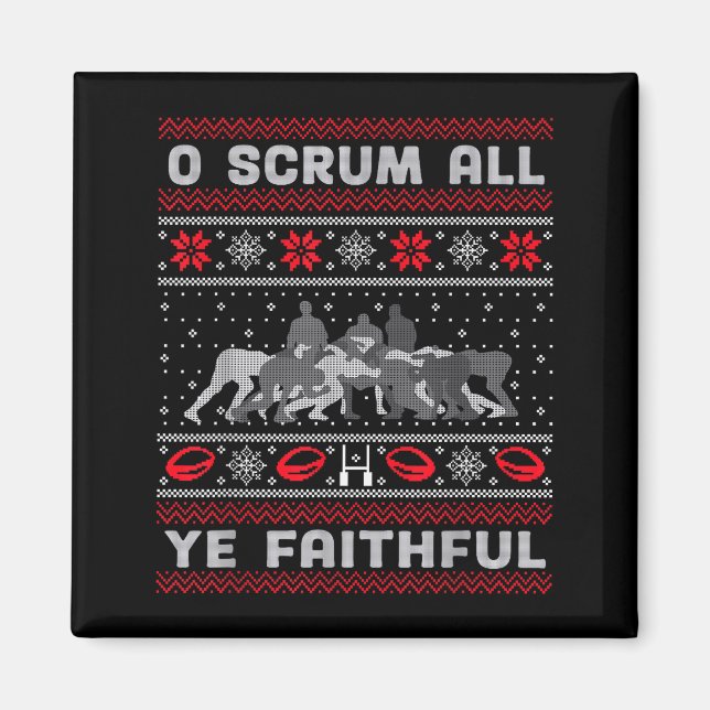 Imã Funny Rugby O Scrum All Ye Faithful Ugly Merry Chr (Frente)