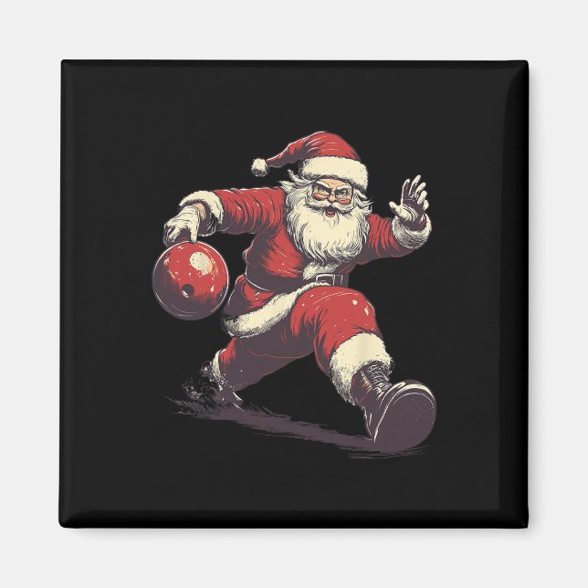 Imã Funny Santa Bowler Bowling Player Christmas Xmas P (Frente)